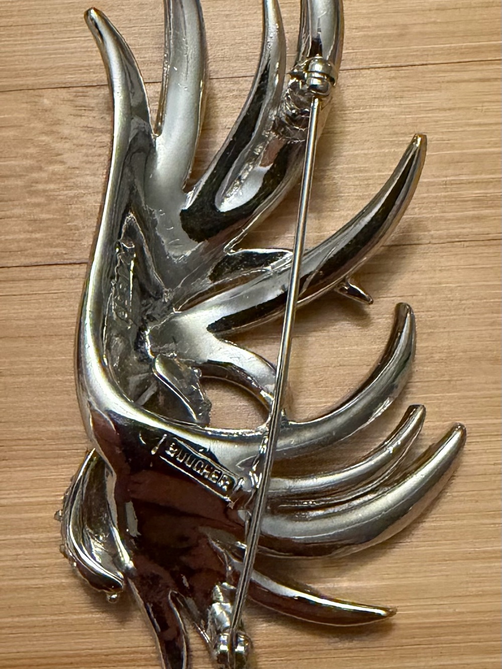 1978 Signed Marcel Boucher Rhinestone Bird Brooch Pin - As-Is Repair